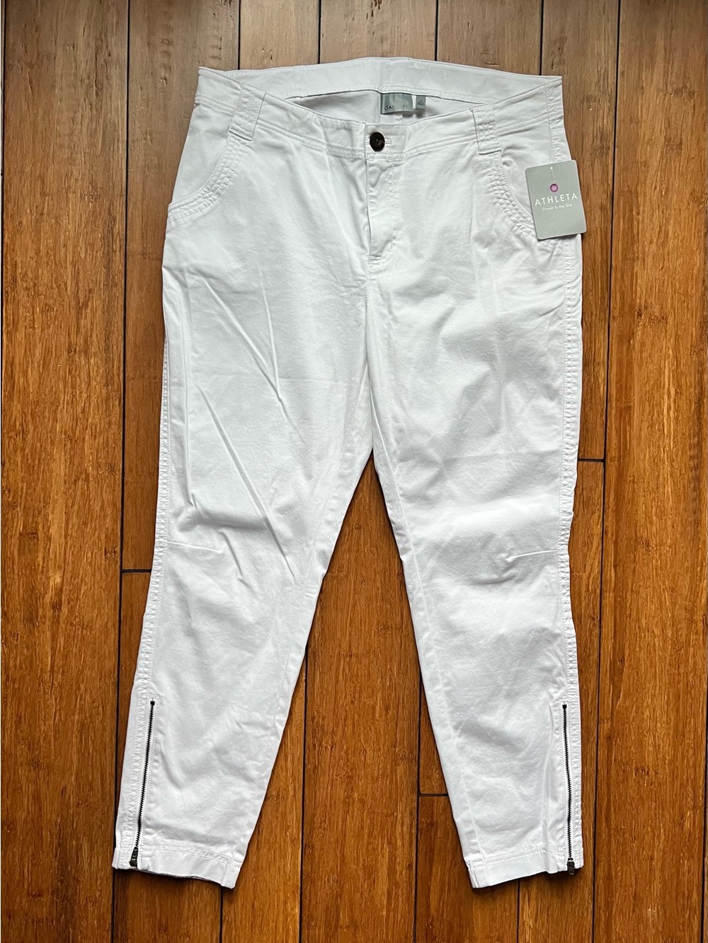 Athleta White Organic Cotton Zip Cuff Jogger Pant  Size 14